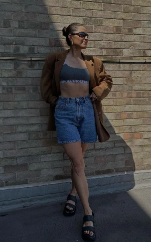 sachin and babi light blue dress 21 Cute Ways to Wear High-Waisted Shorts main image 1