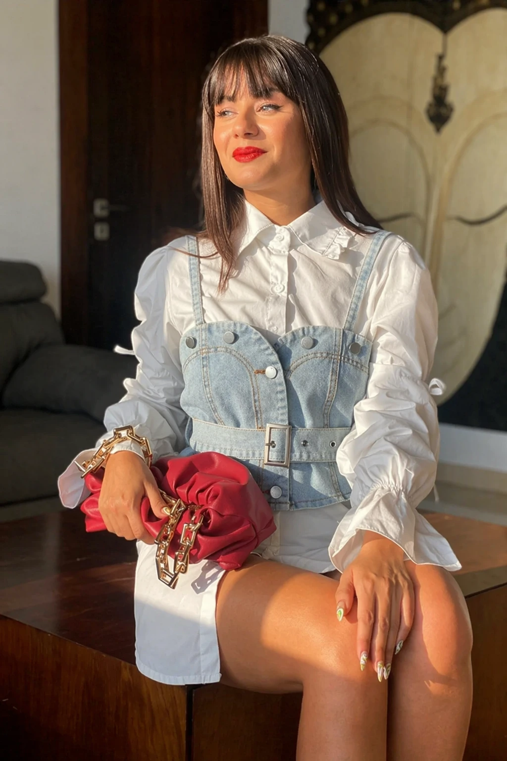 white shirt dress with denim corset Button Up White Denim Button Front Corset Top – Colors:Rose Emilio Pucci Vintage Mini cat:Boots denim corset over shirt White Halter Maxi Dress